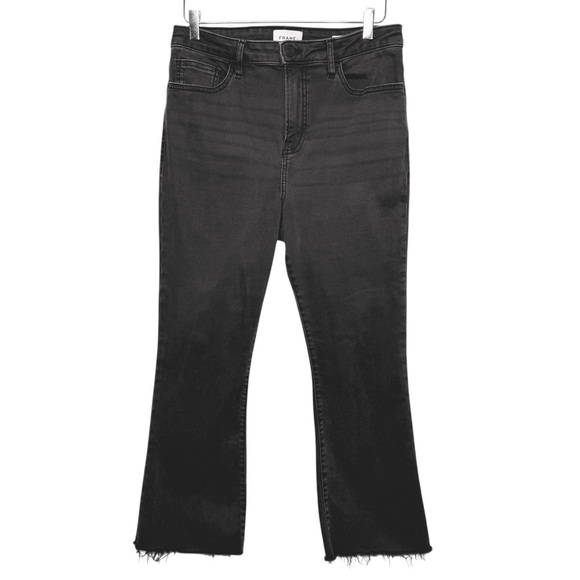 FRAME Le Crop Mini Bootcut Washed Black Frayed Women’s Jeans Sz 30 - Picture 1 of 11